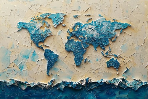 World map canvas - picture, print