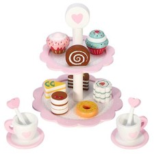 SOKA 18PC Wooden Dessert Cake Stand with Muffins, Cakes and Donuts