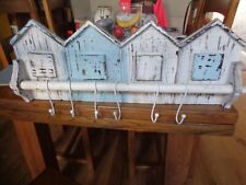 WOOD SHABBY CHIC BEECH HUT DESIGN COAT / TOWEL HOOKS