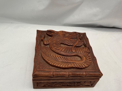Wooden box carved - box, dragon
