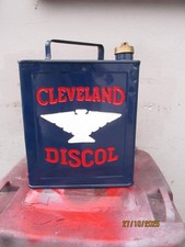 VINTAGE  1936  CLEVELAND DISCOL ,,,, 2 GALLON PETROL CAN, WITH  BRASS LID