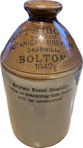 Vintage stoneware flagon - stoneware,