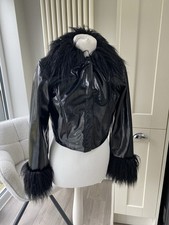 H&M CROPPED BLACK PVC FAUX