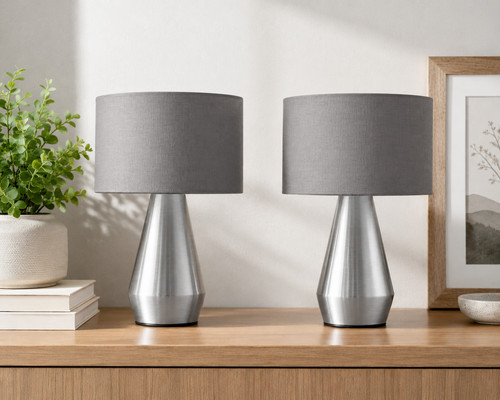 Pair grey touch table lamps - of,