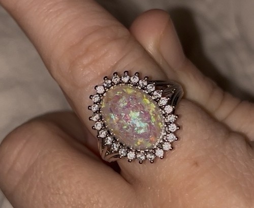 Silver tone oval - tone, multicolor