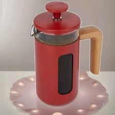 La Cafetière Pisa 8 Cup-1L Cafetière Borosilicate French Press Wood Handle Red