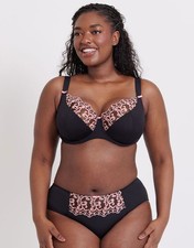 Flirtelle Balcony Bra Underwired Swirl Mesh Embroidered Black/Blush Sizes F-K