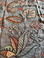 Designers Guild ‘Kiln Scroll - Slate’ Embroidered Linen Fabric