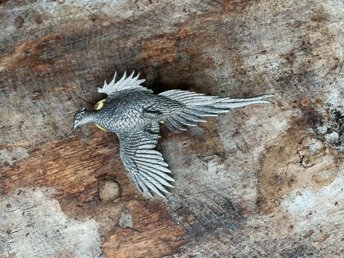 Brown pewter pheasant pin - brown,
