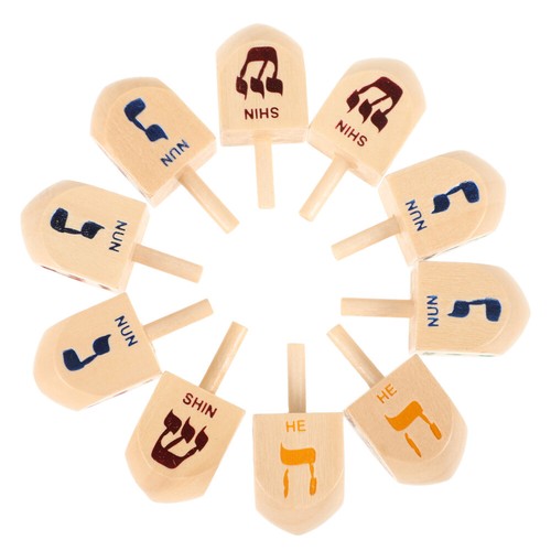 10pcs wooden dreidel set - wooden, for
