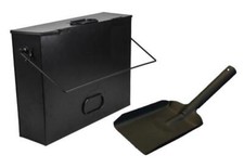 15L Ash Carrier Box Galv Metal Black Hot Fireside Tidy Bucket Shovel Container