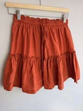 Boho Tiered Skirt Orange Small