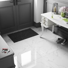 SAMPLE £21.89/m2 White Marble Effect High Gloss Porcelain Tiles 60x60 Wall-Floor