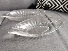 SET OF 2 GLASS BANANA SPLIT DISHES ICE CREAM DESSERT SUNDAE SERVING BOWL 24CM