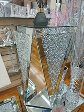 60x40 Mirrored Crushed Diamond Crystal Side End Table Stand Diamond  Design Glit