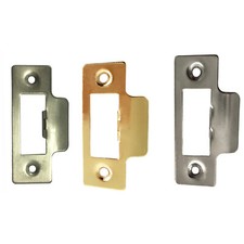 Strike Plate SHORT Polished Chrome or Brass For Tubular Lock or Mortice Latch
