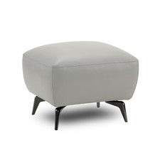 Nest Gustav 4106 Silver Grey Leather & Black Metal Ottoman RRP £449
