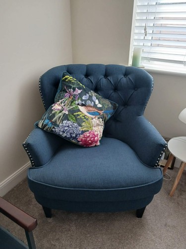Blue tufted button - tufted, button-back