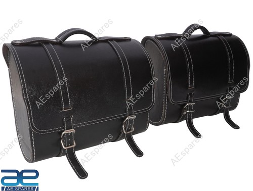 Leather saddle bags black - leather,