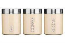 Set of 3 Tea Coffee Sugar Kitchen Storage Canisters Jars Pots Containers Tins 