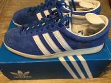 Adidas Originals - size UK 5.5 Gazelle vintage trainers - Blue/White - FU9656