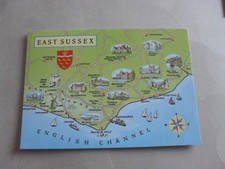 POSTCARD - MAP - EAST SUSSEX - BEXHILL - HASTINGS - UCKFIELD - LEWES - NEWHAVEN