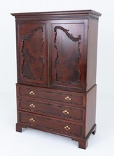 Chippendale Linen Press Mahogany Wardrobe Cabinet 1860