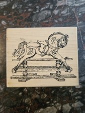 Inca Stamp In8060-K Old Rocking Horse Rubber Stamp Wooden Handle