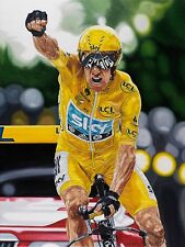 Bradley Wiggins  70x90 cms limited edition cycling art print by Colin Carter