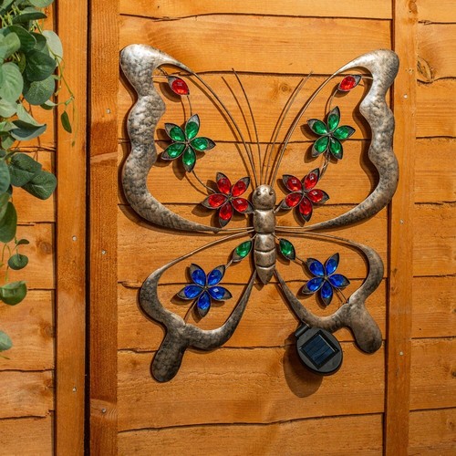 Solar metal butterfly wall art - solar,