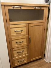Laura Ashley Vintage Milton Oak Cabinet. 5 Drawers I Cupboard. Fair Condition