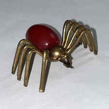 VINTAGE ART DECO CHERRY RED  BAKELITE SPIDER BROOCH 1930'S COSTUME JEWELLERY