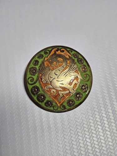 Antique brass brooch with - brass,