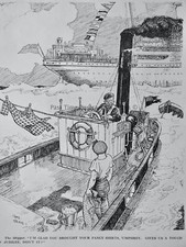 1935 Vintage Print KING GEORGE V JUBILEE CELEBRATIONS - THE SKIPPER & STEAM BOAT