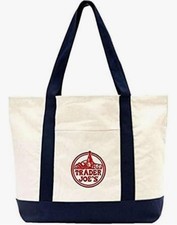 TRADER JOE'S Market Shopping Tote Bag Canvas ECO-Friendly Ivory Cream Cotton