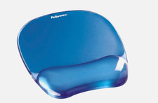 Fellowes 7.94" x 9.25" Gel Crystals Blue Mouse Pad With Wrist Rest