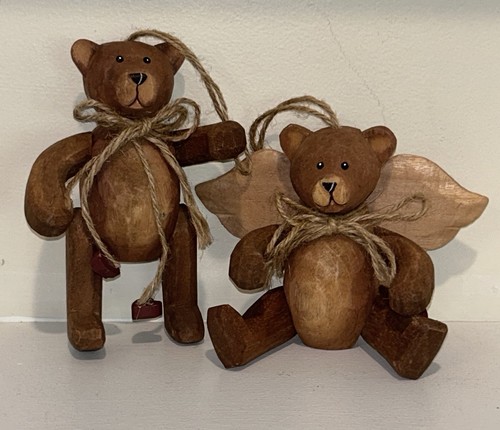 Vintage rustic wooden teddy - rustic,