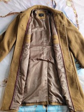 Thomas Brooks Mens Size Large Wool & Cashmere Long Coat Brown Beige Trench 46 Uk