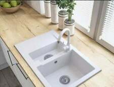 White Modern Kitchen Sink Mixer Taps Swivel Spout Single Lever Tap Mono 