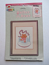 Cross stitch colour chart  BALLET  BEAR teddy ballerina dancing ribbon   #10268
