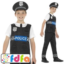 Smiffys Cop Police Officer Uniform Childs Kids Childs Boys Fancy Dress Costume