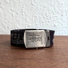 Vintage Stussy Printed Black Webbing Belt - One Size