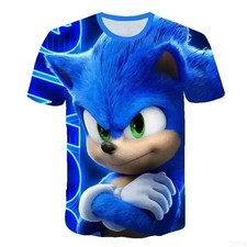 Boys Girls Clothes Clothing Summer T-Shirt Tshirt Cartoon Sonic Hedgehog Game