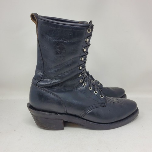 Vtg chippewa black leather - chippewa,