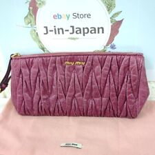 Miu Miu Matelasse Leather Cosmetic Pouch Second Bag Purplelish Used from Japan