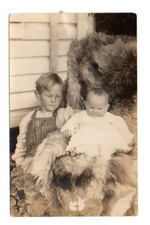 RPPC, Baby on Bear Skin Rug