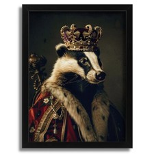 Vintage Badger King Wall Print Painting Animal Wall Art Badger King Picture Home
