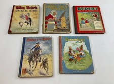 Vintage Children's Books-Bunnikins/Rupert/Old Dame Trot/Toby Twirl/Riders 