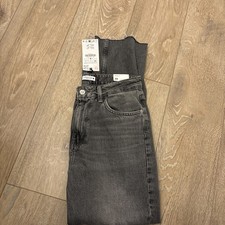Zara Grey Distressed Hem High