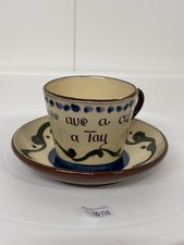 Torquay Pottery Mottoware Cup And Saucer